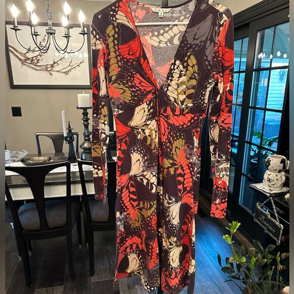 CAbi  NWOT Butterfly Print Long Sleeve Midi  dress Dress  gorgeous print Small - Picture 3 of 4